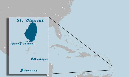 St. Vincent/Grenadines Location Map - Click for close-up of St. Vincent.